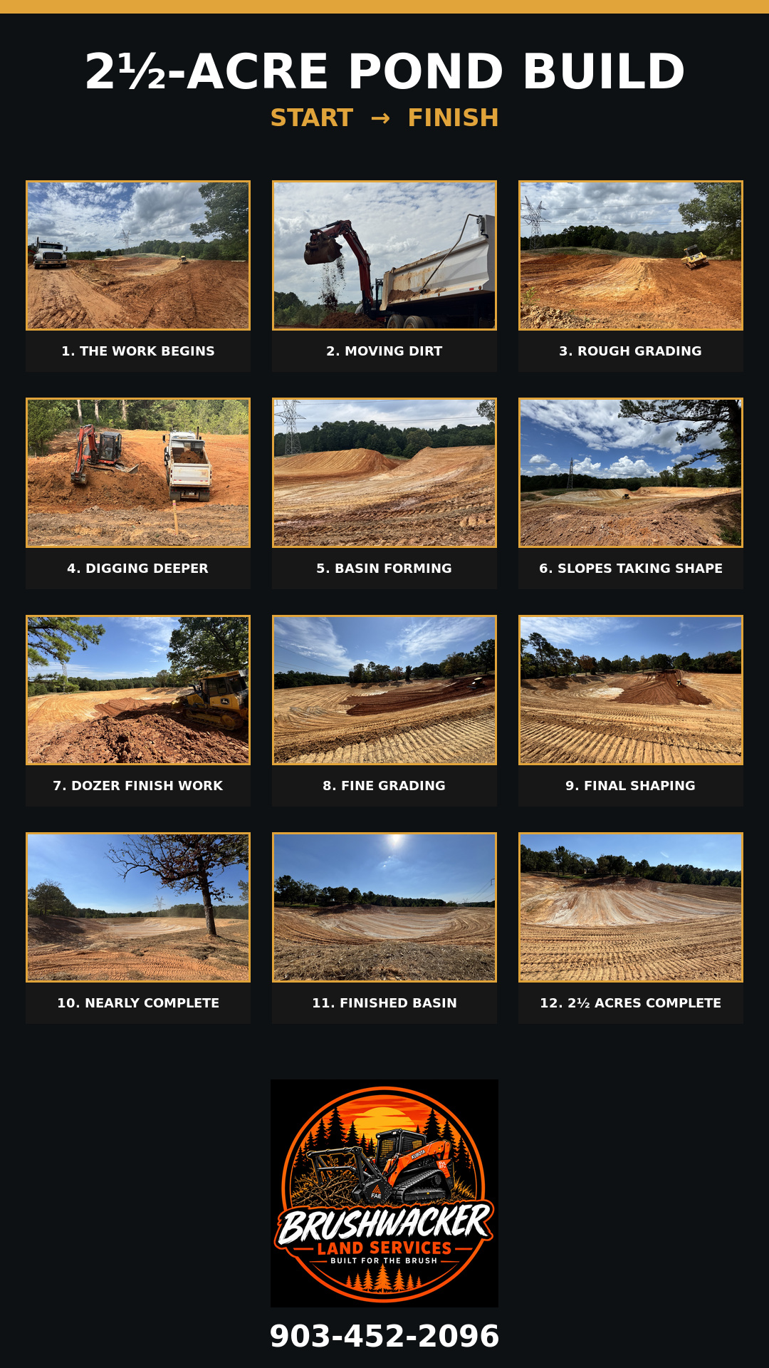 Pond build start to finish — excavation, shaping and finished pond